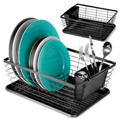 Produktbild von Geschirrabtropfer Drip Dish Drainer | Drying Rack Geschirrabtropfgestell Abtropfständer | Geschirr Geschirrständer Abtropfgestell in Schwarz