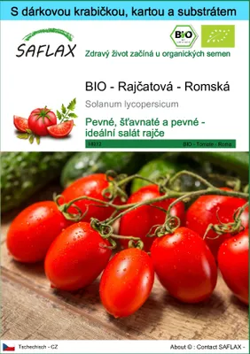 Obrázek produktu pro SAFLAX Dárková sada - BIO - Rajčatová - Romská - Solanum lycopersicum - 15 Semena - S dárkovou krabičkou, přepravním štítkem, dárkovou kartou a pěstebním médiem