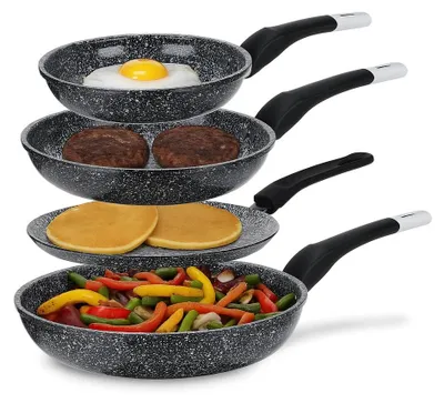 Induktionspannenset 4-tlg., 20/24/28 cm + Pfannkuchenpfanne 24 cm, grau