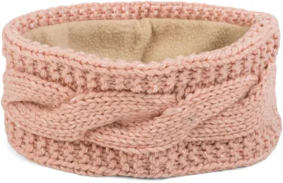 Produktbild von styleBREAKER Damen Stirnband Grobstrick mit Zopfmuster und Pailletten, warmes Fleece Innenfutter, Haarband, Headband 04026002
