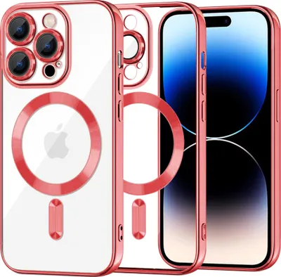 Produktbild von Techsuit Luxury Crystal Back Cover Hülle mit MagSafe für Apple iPhone 14 Pro - Rot