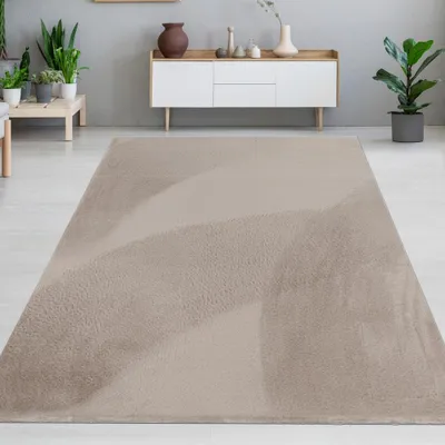 Produktbild von Teppich beige Hasenfell-Optik elegant weich mit feinem Schimmer modern Größe - 140 x 200 cm