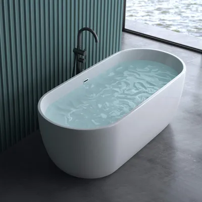 Produktbild von doporro Freistehende Design-Badewanne Vicenza518OA 150x75x60cm mit Ablaufgarnitur und Überlauf aus Acryl in Weiß und DIN-Anschlüssen