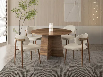 Produktbild von Skye Decor, Hochwertiger Esstisch 140 cm, Walnuss, 100% Melaminbeschichtet, 100 kg