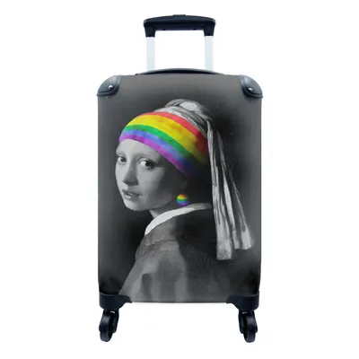 Produktbild von MuchoWow® Koffer Handgepäck Trolley Rollkoffer Kleine Reisekoffer mit 4 Rollen - Das Mädchen mit dem Perlenohrring - Vermeer - Cabin Size < 55x40x23 cm & 55x40x20 cm - Fotokoffer - Kabinenkoffer - Boardgepäck - Reise-Box - Reisekoffer - Reisegepäck - Koffer mit Bild - Trolley für Kinder