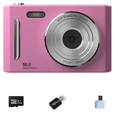 Produktbild von ZELURXX Kompakte Digitalkamera mit Dualkamera, 1080P Video, 16-fach Zoom, Beauty-Filter, USB-C, für Schüler und Reisen, 64GB, Lila