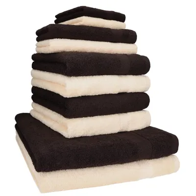 Produktbild von Betz 10-tlg. Handtuch-Set PREMIUM CLASSIC 2 Duschtücher 4 Handtücher 2 Gästetücher 2 Seiftücher  Farbe: dunkelbraun & beige