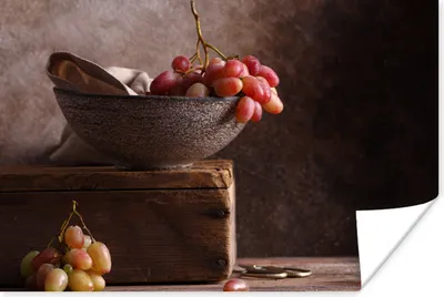 Produktbild von MuchoWow® Poster Rustikal - Weintrauben - Schale - Stilleben - Obst 180x120 cm - Fotoplakat