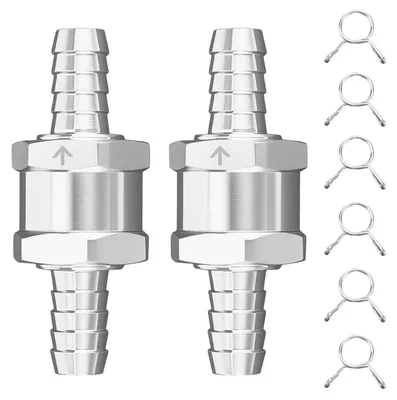 Productafbeelding van 2 stuks 10 mm eenrichtingsbrandstofterugslagklep met 6 klemmen