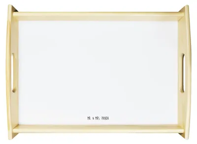 Produktbild von Mr. & Mrs. Panda Tablett Individuell - Weiß - Geschenk, betttablett, aus holz, Bett-Tablett, sofatablett, Serviertablett