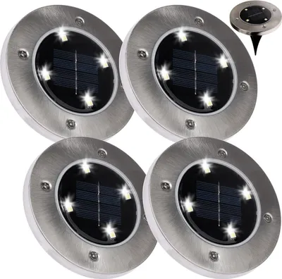 Obrázok produktu pre 4x LED solárna lampa Ground Recessed Spotlight Solárna zemná lampa vonku 4LEDs, studená biela 6000K zemné svetlá Vonkajšie vonkajšie svetlo Solárne lampy