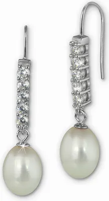 Produktbild von SilberDream Ohrhänger für Damen Silber weiß Perle Zirkonia Ohrringe SDO1708W