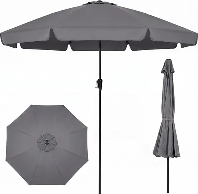 Image de Parasol COSTWAY 300 cm, parasol de jardin avec volant, manivelle et 8 baleines en fibre de verre, parasol de balcon inclinable de 30° des deux côtés, parasol de terrasse, parasol de marché