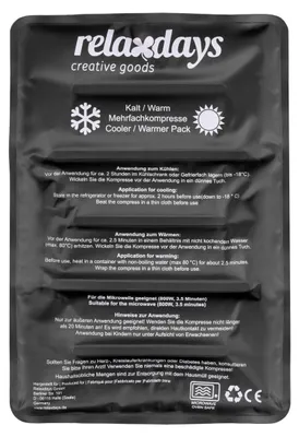 Produktbild von Relaxdays Kühlpad, Kalt Warm Kompresse, 25 x 36 cm, Kühlpack Gel, Erste Hilfe, wiederverwendbare Gelkompresse, schwarz