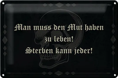 Produktbild von Blechschild Spruch 30x20cm man muss den Mut haben zu leben