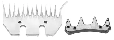 Schafschermesser Edelstahl 13-Zahn gebogen + Schwungklinge 2er-Pack