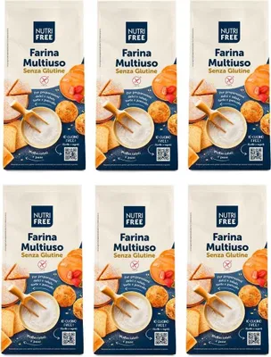 Produktbild von 6x Nutri Free Farina Multiuso Mehrzweckmehl Mehl Laktose- und Milcheiweißfrei Glutenfrei 1Kg-Packung ideal für süß und herzhaft