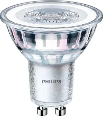 A close-up studio shot of a Philips LED light bulb.