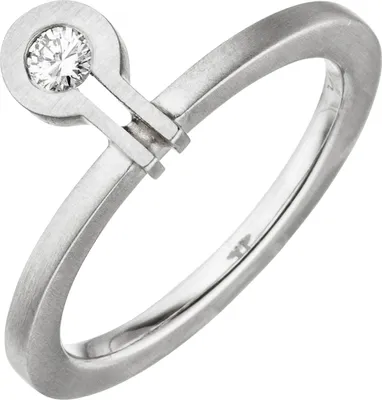 Produktbild von Gr. 56 Damen Ring 950 Platin matt 1 Diamant Brillant 0,07ct.