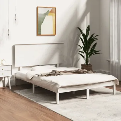 Produktbild von Massivholzbett Schlafzimmer - ohne Matratze - Weiß - 120x200 cm - Kiefernholz - Polsterbett CC4788