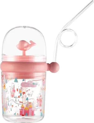 Produktbild von Wal-Spritz-Trinkbecher mit Strohhalm, auslaufsicher, wiederverwendbar, Schnabeltasse für Kinder, 260 ml, Wal-Brunnenbecher für Partys, Schule, Strand