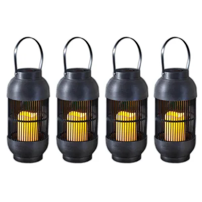 Produktbild von 4x LED Solar Laterne mit flackernder LED Kerze Solarlaterne Wetterfest Hängelampe Dekolampe Solarleuchte Solarlampe