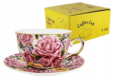 Produktbild von CUP 230ml Blüten Goldrand Dünne Porzellanblüten Rosen Yamasen