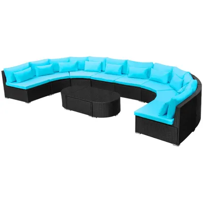 Obrázek produktu pro vidaXL 11dílná zahradní lounge souprava s polštáři poly ratan modrá