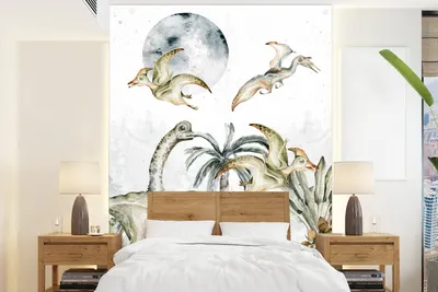 Obrázok produktu pre MuchoWow® Fototapety pre obývaciu izbu alebo spálňu tapety vinylové motív tapety Dinosaurus - Deti - Džungľa - Zelená - Zvieratá - Príroda 160x220cm