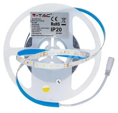 Immagine prodotto di V-TAC VT-2835 Striscia LED 24V SMD2835 5M 4W/M monocolore 90LED/M bianco freddo 6400K 200LM/W CRI>90 IP20 - SKU 2698