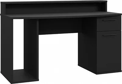 Produktbild von Furniture24 Gaming Tisch Ayo Desk Schreibtisch Computertisch mit Kabeldurchführung Tür und Schublade Schwarz matt RGB Led Beleuchtung
