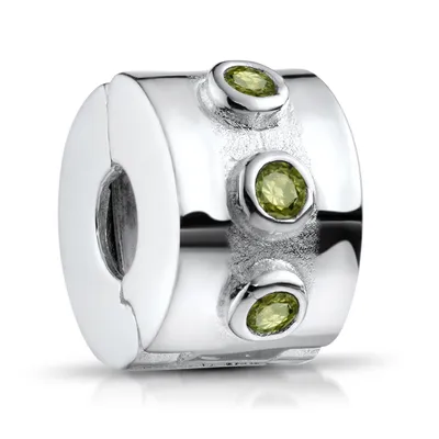 Produktbild von MATERIA by Matthias Wagner Stopper Charm Clip Silber 925 mit 6 grünen Zirkonia 871