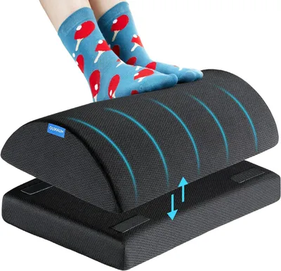 Image de Repose-pieds réglable - Support pour les jambes - Confort au travail - Deux positions de hauteur - 46,7 x 29 cm - Gris