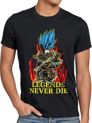 Produktbild von Legends Never Die - Vegeta Blue God Modus Herren T-Shirt Anime Manga Goku Ball Son Dragon Schwarz, Größe:5XL, Farbe:Schwarz