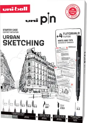 Produktbild von Uni-ball Fineliner Urban Sketching Anfängerkoffer mit Tutorials