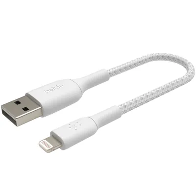 Obrázek produktu pro Belkin Lightning nabíjecí/synchronizační kabel 15 cm, s pláštěm, certifikovaný mfi, bílý