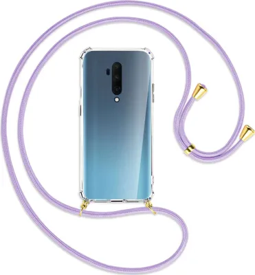 Produktbild von Handykette Backcover-Schutzhülle mit Band (Metall goldfarben) für OnePlus 7T Pro - violett