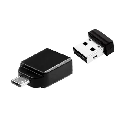 Image de Verbatim Nano - Clé USB 32 Go avec adaptateur micro USB - noire, 32 Go, USB type A, 2.0, sans capuchon,
