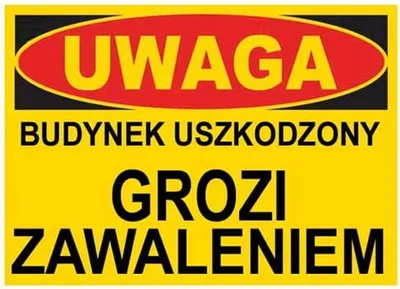 Obrázok produktu pre Poškodenej budove hrozí zrútenie - 250X350 BTO-17 TABLET - PVC ZNAČKA