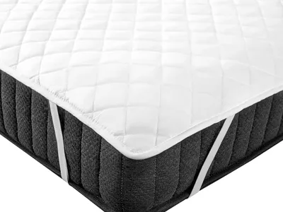 Produktbild von BELIANI Matratzentopper Weiß Japara Baumwolle und Mikrofaser 90 x 200 cm mit Gummizug an den Ecken Versteppt Matratzenschutz Auflage für Einzelbett