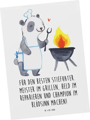 Produktbild von Mr. & Mrs. Panda Postkarte Bester Stiefvater - Weiß - Geschenk, Grußkarte, Ansichtskarten, Jubiläen, Familienmitglieder, Familie, Postkarten, Dankbarkeit, Dankeschön