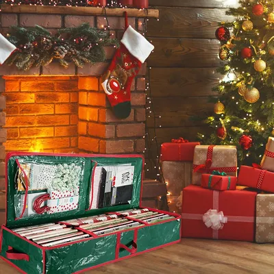 Obrázok produktu pre Prachotesné vrecko 103x36x15 cm na vianočné ozdoby a baliaci papier z oxfordskej tkaniny so zipsom - WRAPINGPRO