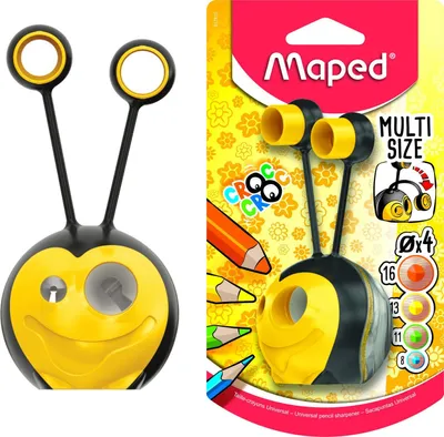 Produktbild von Maped Croc Croc, Manueller Bleistiftspitzer, Schwarz, Gelb, Kunststoff, 1,6 cm, 8 mm, 56,1 mm