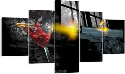 Produktbild von Bild auf Leinwand - Leinwandbild - Waffe Kugel Glas Rebe - 125x70cm - Wand Bild - Wanddeko - Leinwanddruck - Bilder - Kunstdruck - Wanddekoration - Leinwand bilder - Wandkunst - EA125x70-0309