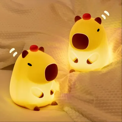 Obrázek produktu pro 2x Capybara Silikonové noční světlo, dětská dětská lampa Capybara, časovač jasu Stmívatelné kojící světlo Led noční lampa Školka Ložnice Dárková dekorace