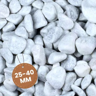 Produktbild von Kieselsteine Garten Zierkies Weiß 25-40 mm 25 kg Aquarium Kies Carrara Marmorkies Dekostein Weiße Kieselsteine Zierstein Marmor Kies Weiß Gabionen Steine