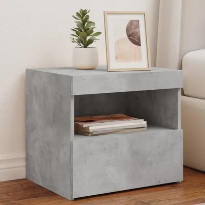 Produktbild von Nachttische mit LED-Leuchten 2 Stk. Betongrau 50x40x45 cm 836770