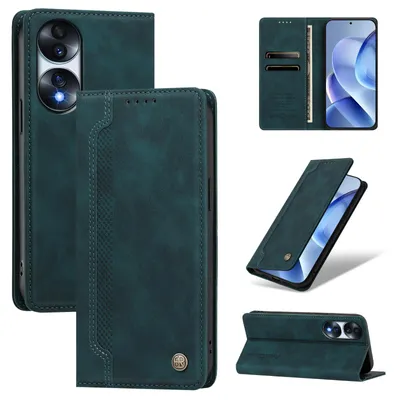 Produktbild von Handyhülle für Honor 70, Leder Wallet Klapphülle mit Standfunktion, Stoßfeste Schutzhülle Grün