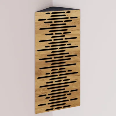 Immagine prodotto di Confezione da 2 – Trappola acustica angolare stretta con rivestimento in velluto | 50x23x10 cm | Riflessione - Isolamento acustico | [WAVE - Rovere | Nero]