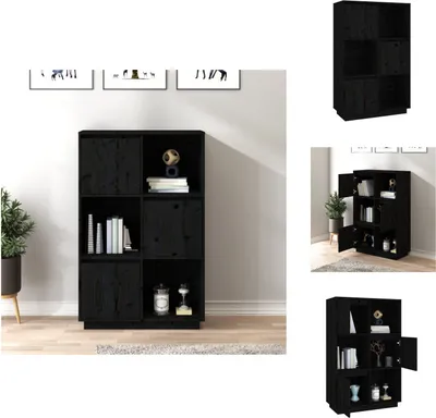 Produktbild von vidaXL Highboard Schwarz 74x35x117 cm Massivholz Kiefer - Sideboards